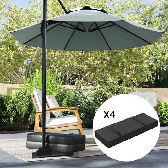 Buy Parasol Weights Set of 4, Parasol Base Weights Bags, 25kg Fillable Sandbag Weights with Handles, Cantilever Umbrella Base Weights, Black, 7 image