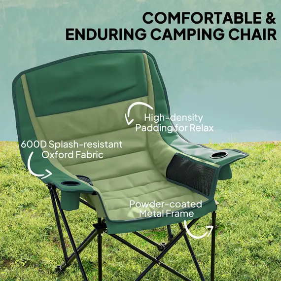 Buy Portable Padded Camping Chair, with Bag - Olive Green, 4 image