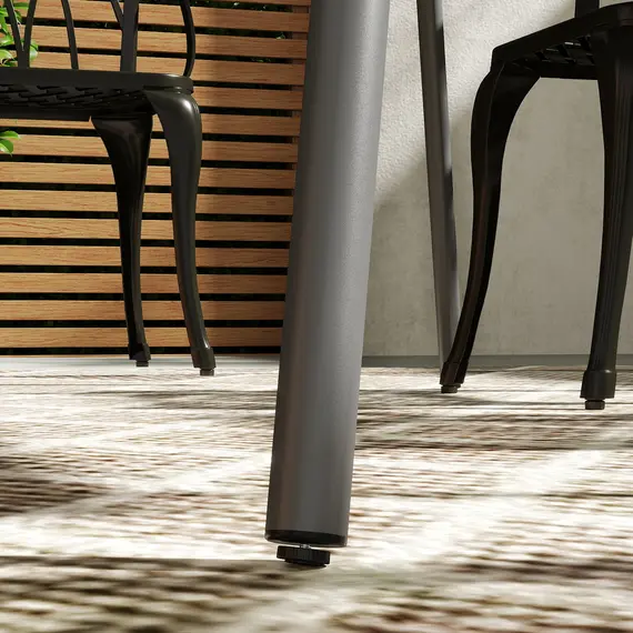 Buy Rectangle Garden Table with Slat Top, Steel Frame, Outdoor Table for 6 Person, 150 x 80 x 74 cm, Grey, 9 image