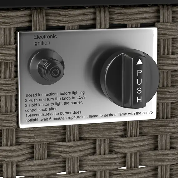 Buy Rattan Gas Fire Pit Table for Garden, 13 KW Smokeless Propane Fire Pit with Lid, Square Garden Coffee Table with Patio Heater for Outdoor, Patio, 58 x 58 x 33 cm, Grey, 9 image