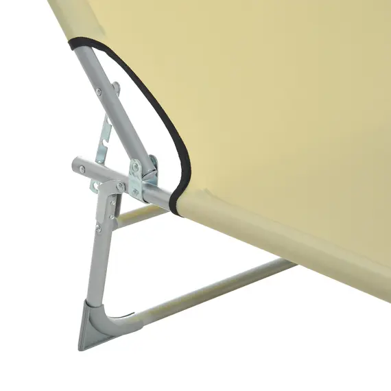 Buy Reclining Sun Lounger Chair Folding Camping Bed with 4-Position Adjustable Backrest, for Travel Indoor Outdoor Office Fishing, Beige, 9 image
