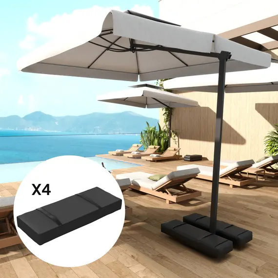 Buy Parasol Weights Set of 4, Parasol Base Weights Bags, 25kg Fillable Sandbag Weights with Handles, Cantilever Umbrella Base Weights, Black, 8 image