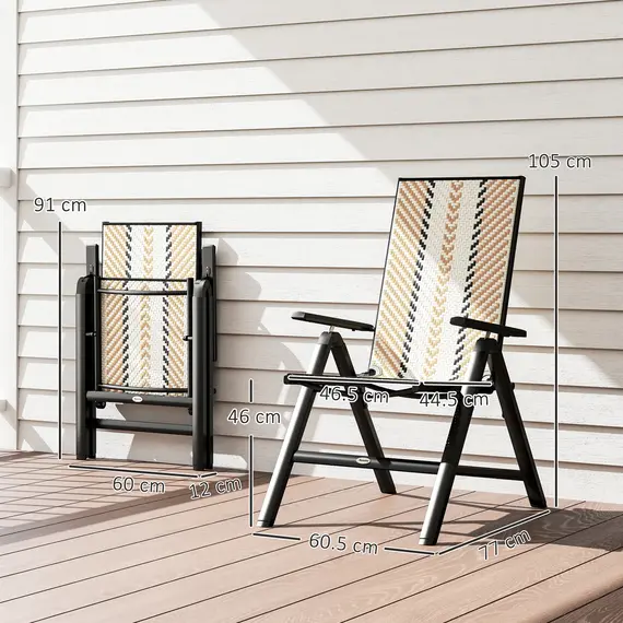 Buy Rattan Reclining Garden Chairs - Orange, 3 image
