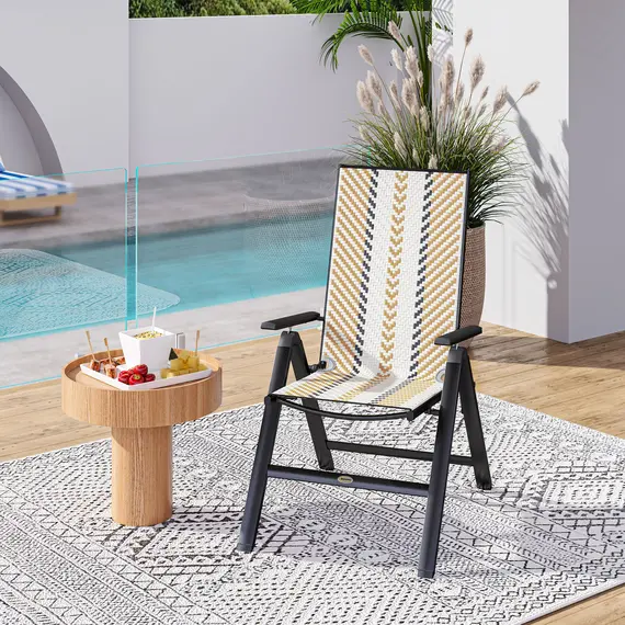 Buy Rattan Reclining Garden Chairs - Orange, 9 image