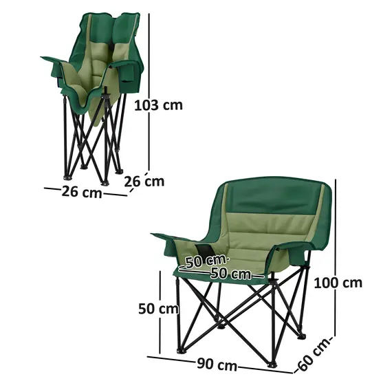 Buy Portable Padded Camping Chair, with Bag - Olive Green, 3 image