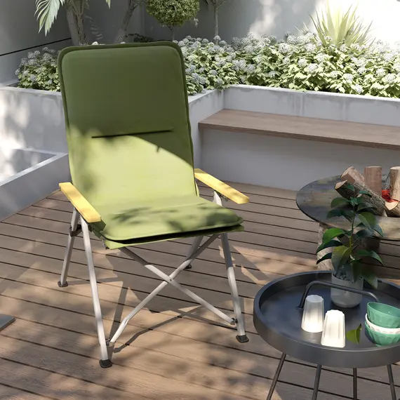 Buy Portable Camping Chair for Adults, High Back Folding Chair with Padded Seat and Carry Bag, Outdoor Recliner for Hiking, Fishing, Beach and Picnic, Green, 9 image