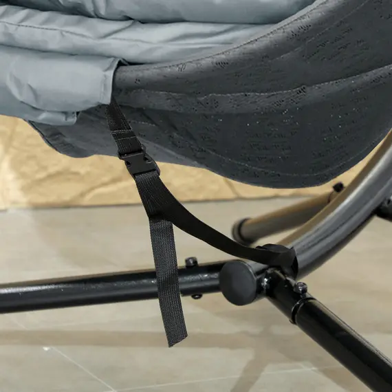 Buy Round Egg Basket Chair, with Steel Stand, Charcoal Grey, 9 image