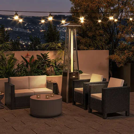 Buy Rattan Sofa, 2 Seater Garden Furniture with Soft Padded Cushion and Armrests, Wicker Garden Loveseat for Patio, Black, 8 image