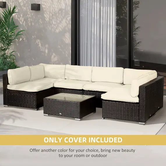 Buy Replacement Cushion Covers for Garden Sofa Set, Garden Rattan Sofa Cushion Polyester Cover Replacement Outdoor - No Cushion Included, Cream, 6 image