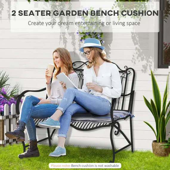 Buy Polyester Set Of 2 Swing Chair Cushion Blue Stripes, 4 image