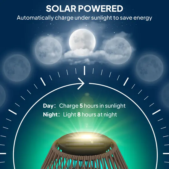 Buy Rattan Solar Lamp, Garden Solar Lantern with Auto On/Off Light, IP44 Waterproof, Decorative Outdoor Rattan Lamp for Porch, Pathway, Dark Brown, 4 image