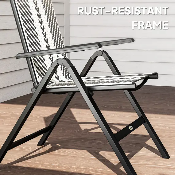 Buy Rattan Reclining Garden Chairs - Black, 8 image
