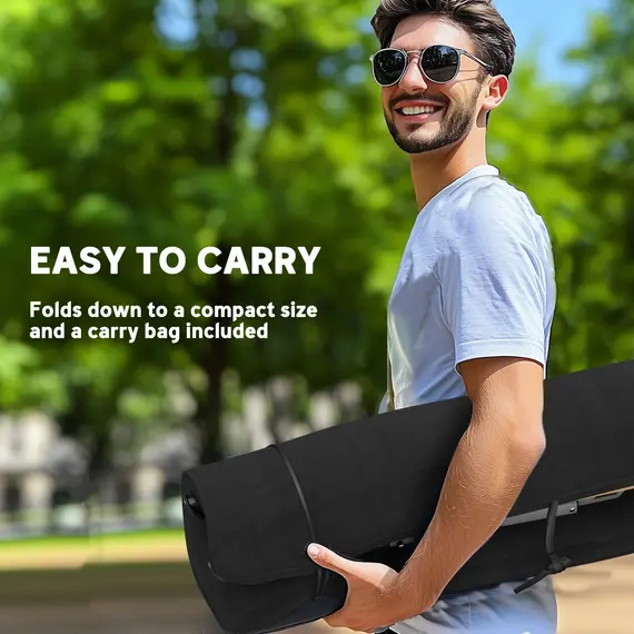 Buy Portable Camping Chair for Adults, High Back Folding Chair with Padded Seat and Carry Bag, Outdoor Recliner for Hiking, Fishing, Beach and Picnic, Black, 7 image