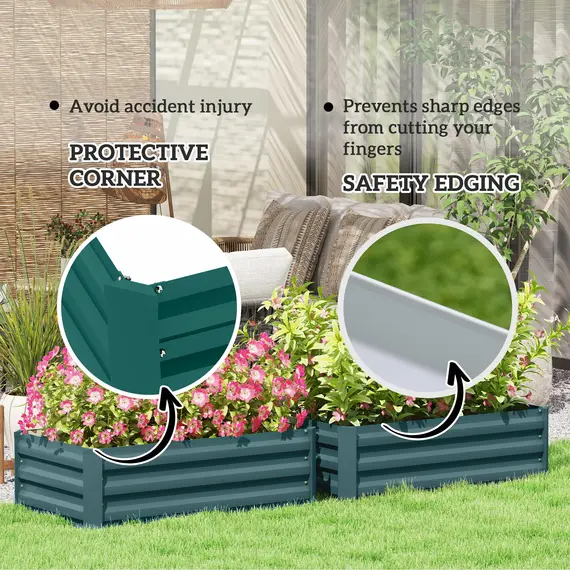 Buy Set of Two 60 x 100cm Galvanised Steel Planters, Green, 6 image