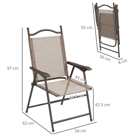 Buy Set of Two Folding Garden Chairs, with Fabric Mesh Seats - Mixed Brown, 3 image