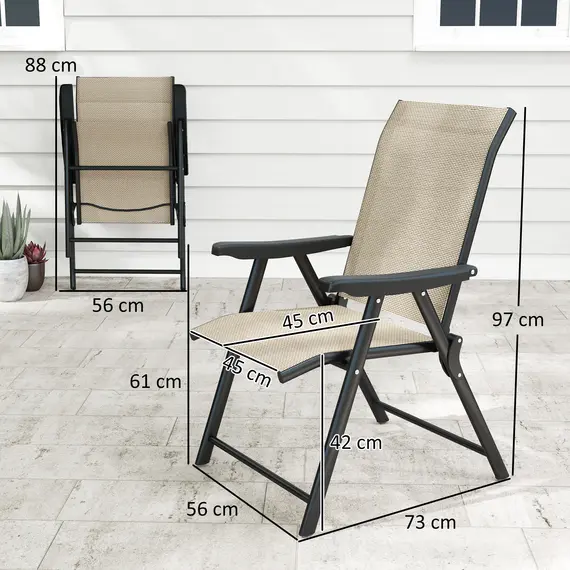 Buy Set of Four Folding Outdoor Chairs - Brown/Black, 3 image