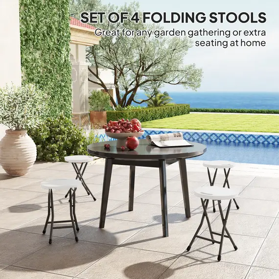 Buy Set of Four Folding Carry Stools - White, 4 image