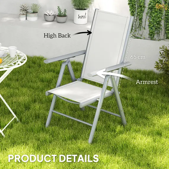 Buy Set of Two Aluminium Folding Chairs  - Light Grey, 7 image