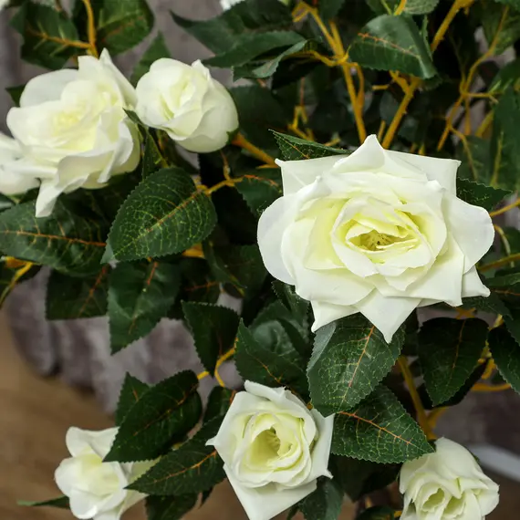 Buy Set of Two Faux Rose Trees - White, 7 image