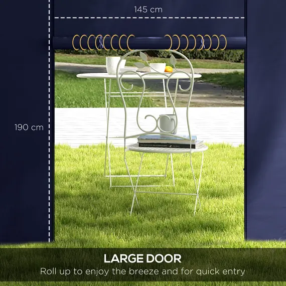 Buy Set of Two 195 x 295cm Replacement Gazebo Side Walls - Blue, 5 image