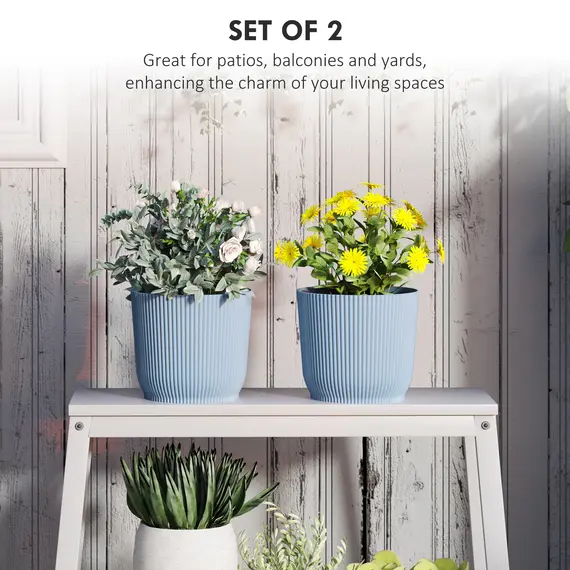 Buy Set of Two 22cm Planters - Blue, 4 image