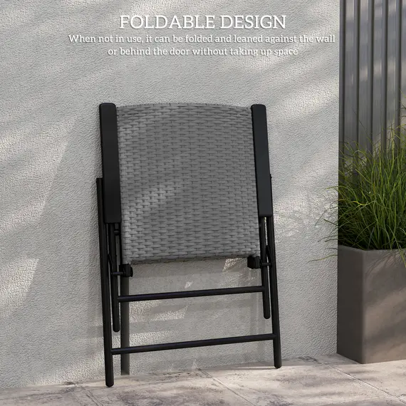 Buy Set of Two Folding Rattan Seat Chairs - Grey, 6 image