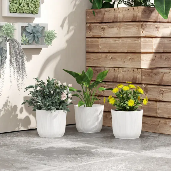 Buy Set of Three Ð¤22cm Planters - White, 7 image