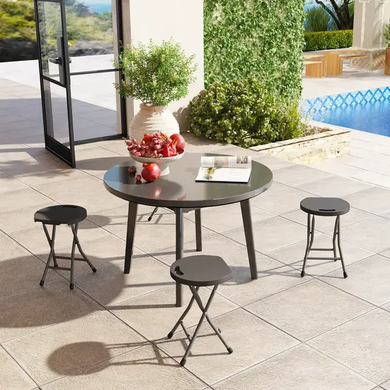 Buy Set of Four Folding Carry Stools - Charcoal Grey, 2 image