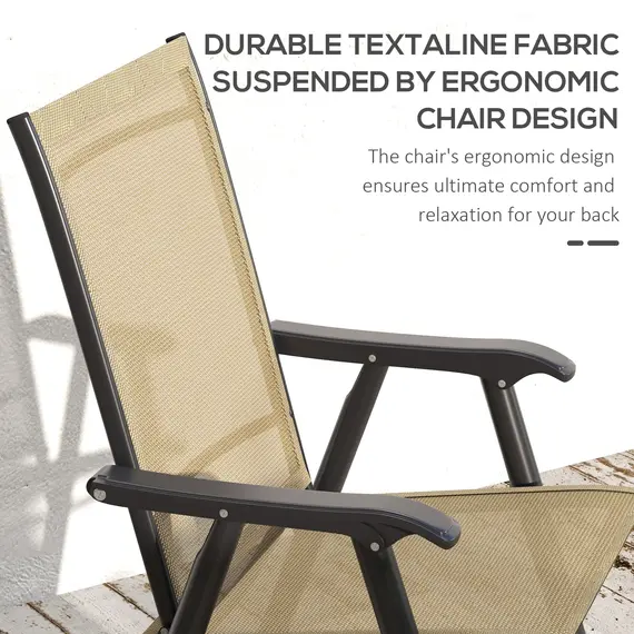 Buy Set of 4 Foldable Metal Garden Chairs Outdoor Patio Park Dining Seat Furniture Light Brown, 4 image