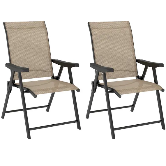 Buy Set of Two Folding Outdoor Chairs - Brown/Black