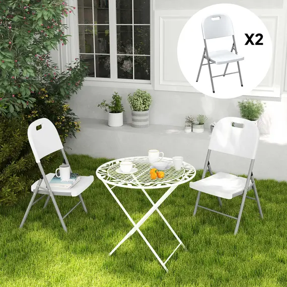 Buy Set of Two Foldable Outdoor Chairs - White, 8 image