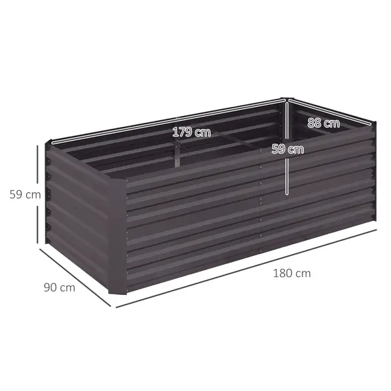Buy Set of 2 Raised Beds for Garden, Galvanised Steel Outdoor Planters with Multi-reinforced Rods for Vegetables, Plants, Flowers and Herbs, 180 x 90 x 59 cm, Dark Grey, 3 image