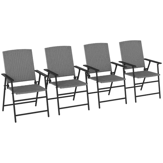 Buy Set of Four Folding Rattan Seat Chairs - Grey