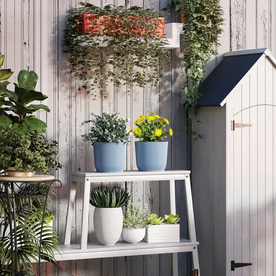 Buy Set of Two 22cm Planters - Blue, 8 image