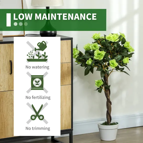 Buy Set of Two Faux Rose Trees - Green, 6 image