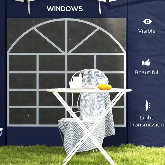 Buy Set of Two 195 x 295cm Replacement Gazebo Side Walls - Blue, 6 image
