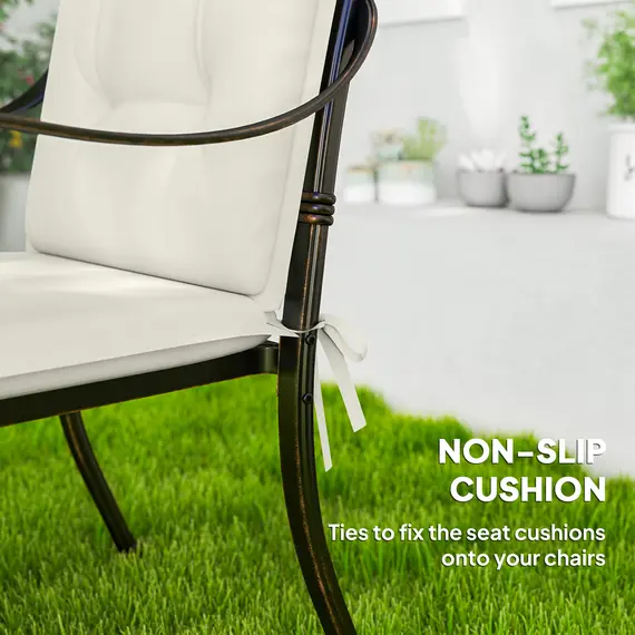 Buy Set of Four Padded Garden Seat Cushions - White, 6 image