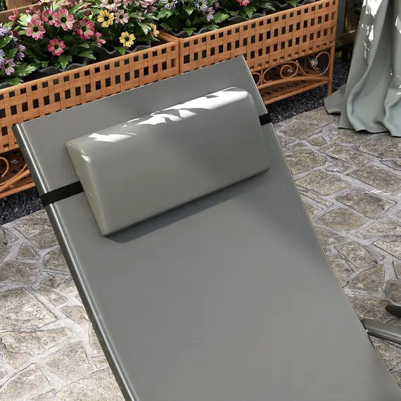 Buy Set of Two Adjustable Back Sun Loungers - Grey, 9 image