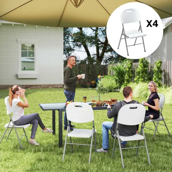 Buy Set of Four Foldable Outdoor Chairs - White, 2 image