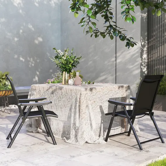 Buy Set of Two Folding Outdoor Chairs - Black, 7 image