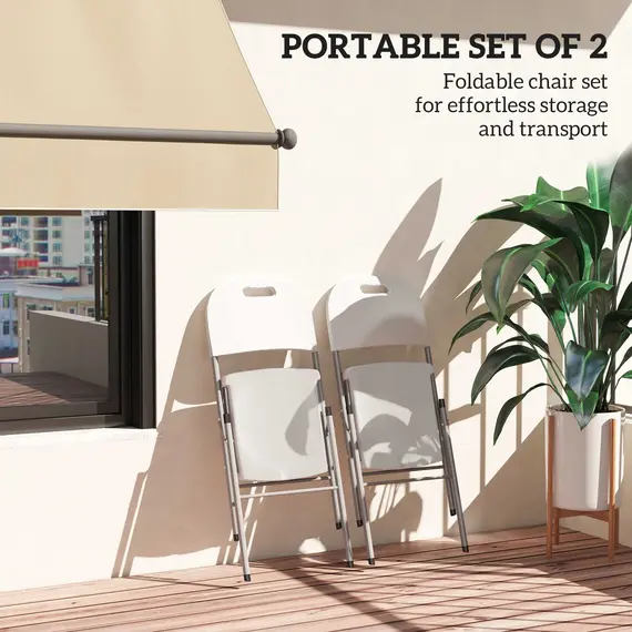 Buy Set of Two Foldable Outdoor Chairs - White, 4 image
