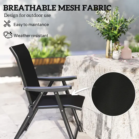 Buy Set of Two Folding Outdoor Chairs - Black, 4 image