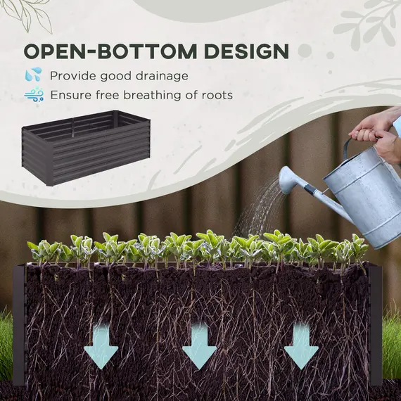 Buy Set of 2 Raised Beds for Garden, Galvanised Steel Outdoor Planters with Multi-reinforced Rods for Vegetables, Plants, Flowers and Herbs, 180 x 90 x 59 cm, Dark Grey, 4 image