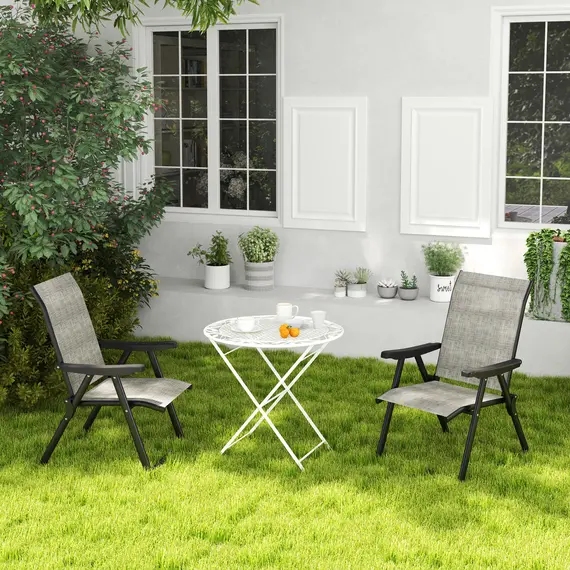 Buy Set of Two Folding Outdoor Chairs - Black/Grey, 9 image