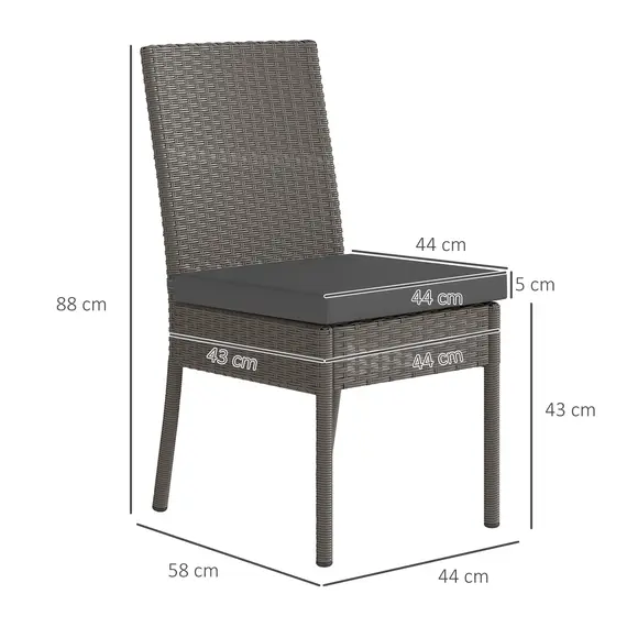 Buy Set of Four Armless Rattan Garden Chairs - Dark Grey, 3 image