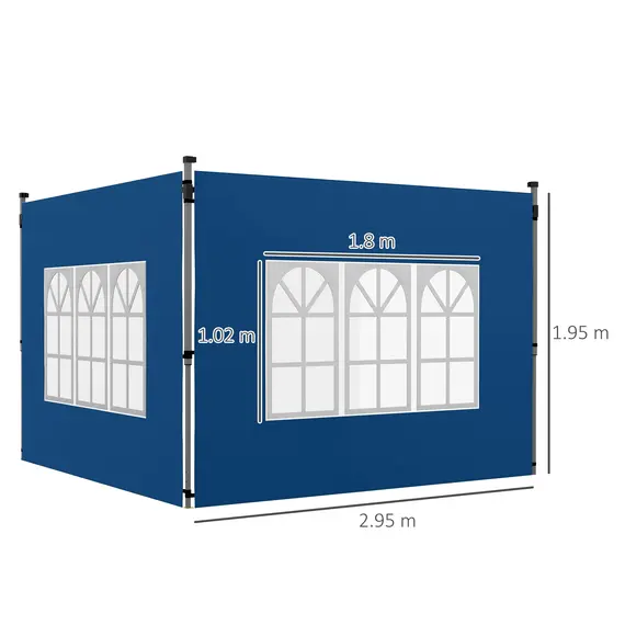 Buy Set of 2 Gazebo Side Panels - Blue, 3 image