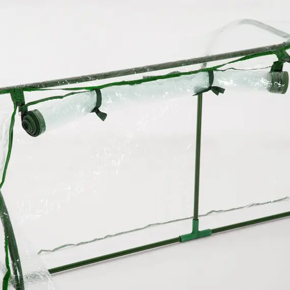 Buy Set of 2 Tunnel Greenhouse, Green Grow House with Roll-up Door, Steel Frame, Plastic Cover for Garden, Outdoor, 200 x 100 x 80cm, Clear, 9 image