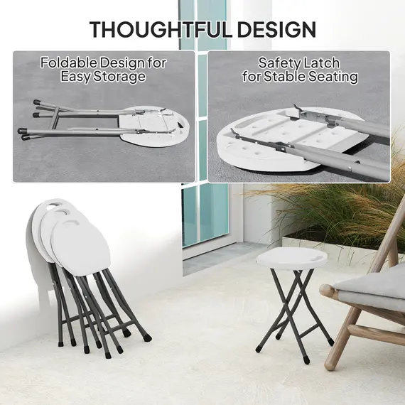 Buy Set of Four Folding Carry Stools - White, 5 image