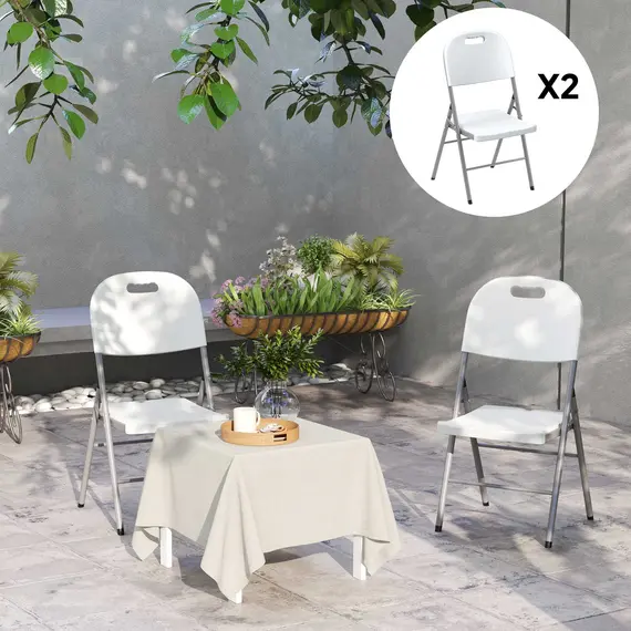 Buy Set of Two Foldable Outdoor Chairs - White, 6 image