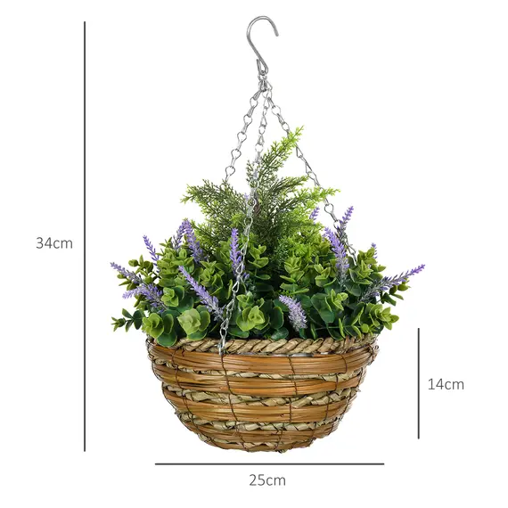 Buy Set of Two Artificial Hanging Lavender Flower Pots - Purple, 3 image
